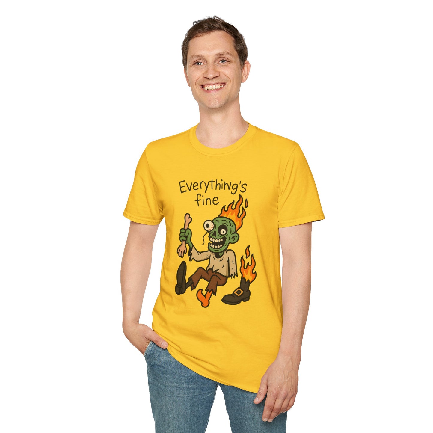 Humorous Halloween Ghoul Graphic Tee Shirt - "Everything's Fine", when it's not