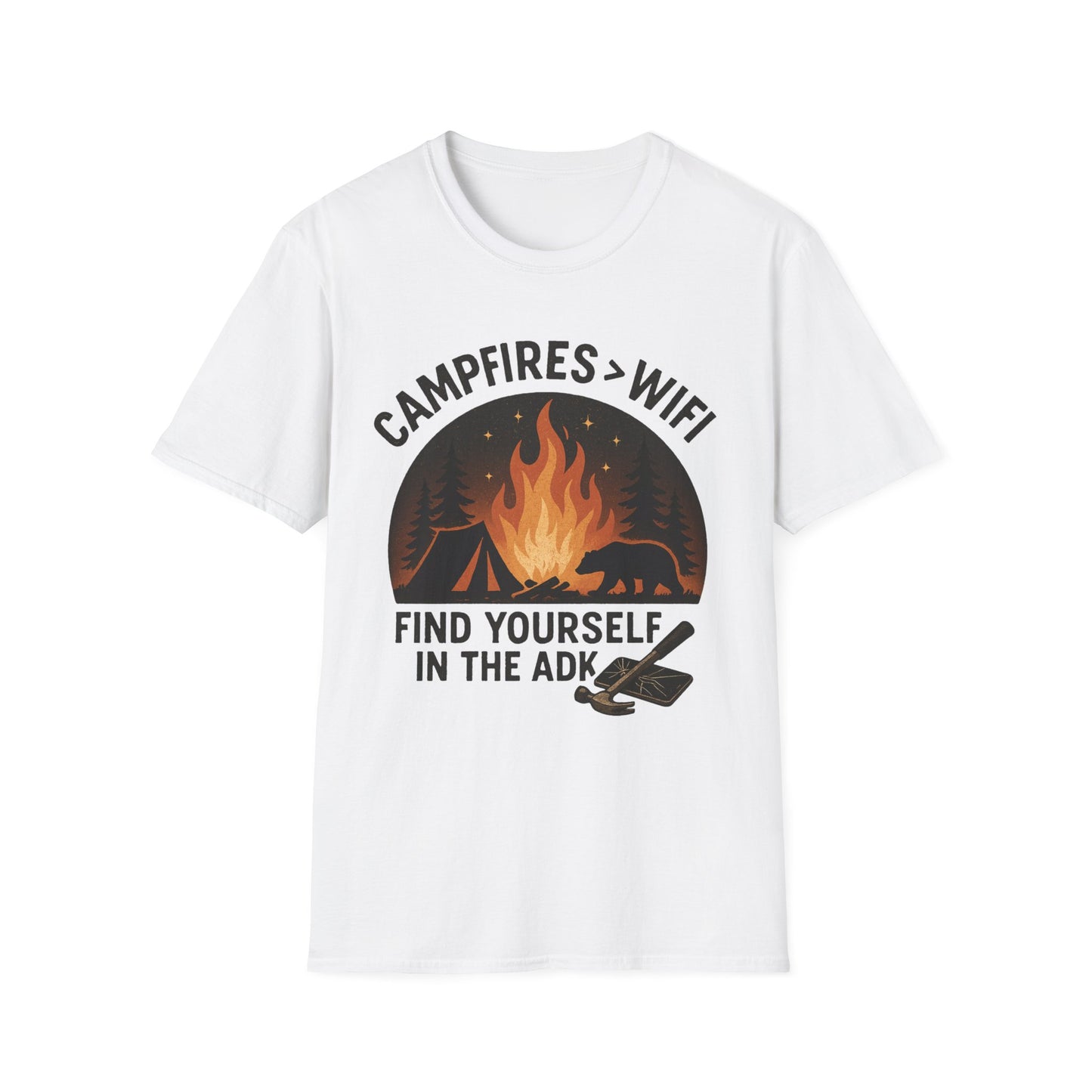Campfire Over Wifi Vibes Graphic Tee-Shirt