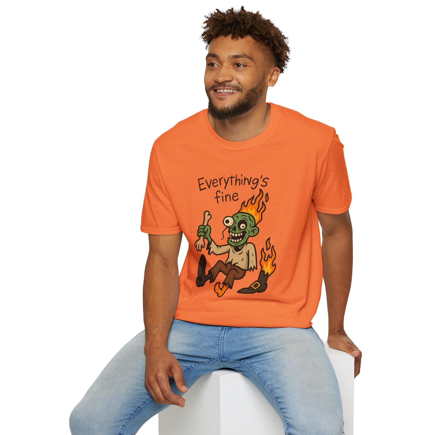 Humorous Halloween Ghoul Graphic Tee Shirt - "Everything's Fine", when it's not