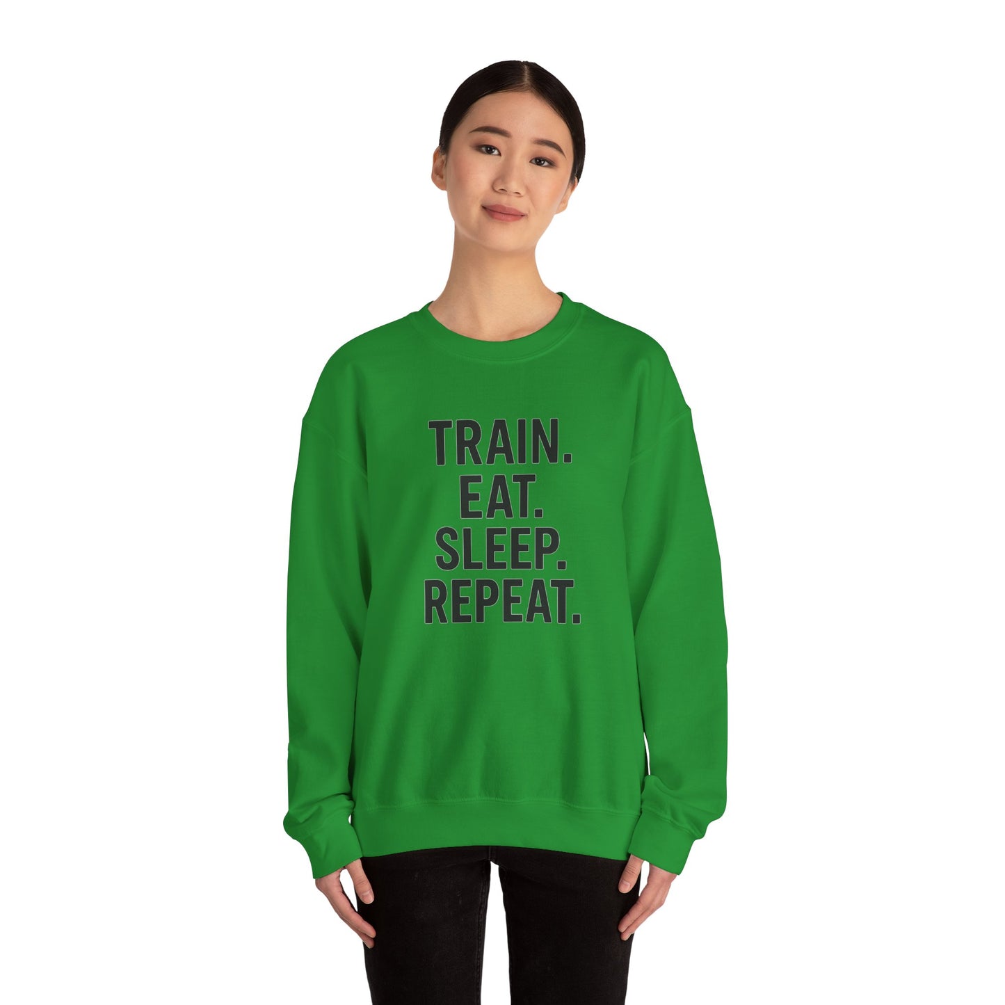 Grit Forge Athletics - "Train. Eat. Sleep. Repeat." Motivational Crewneck Sweatshirt