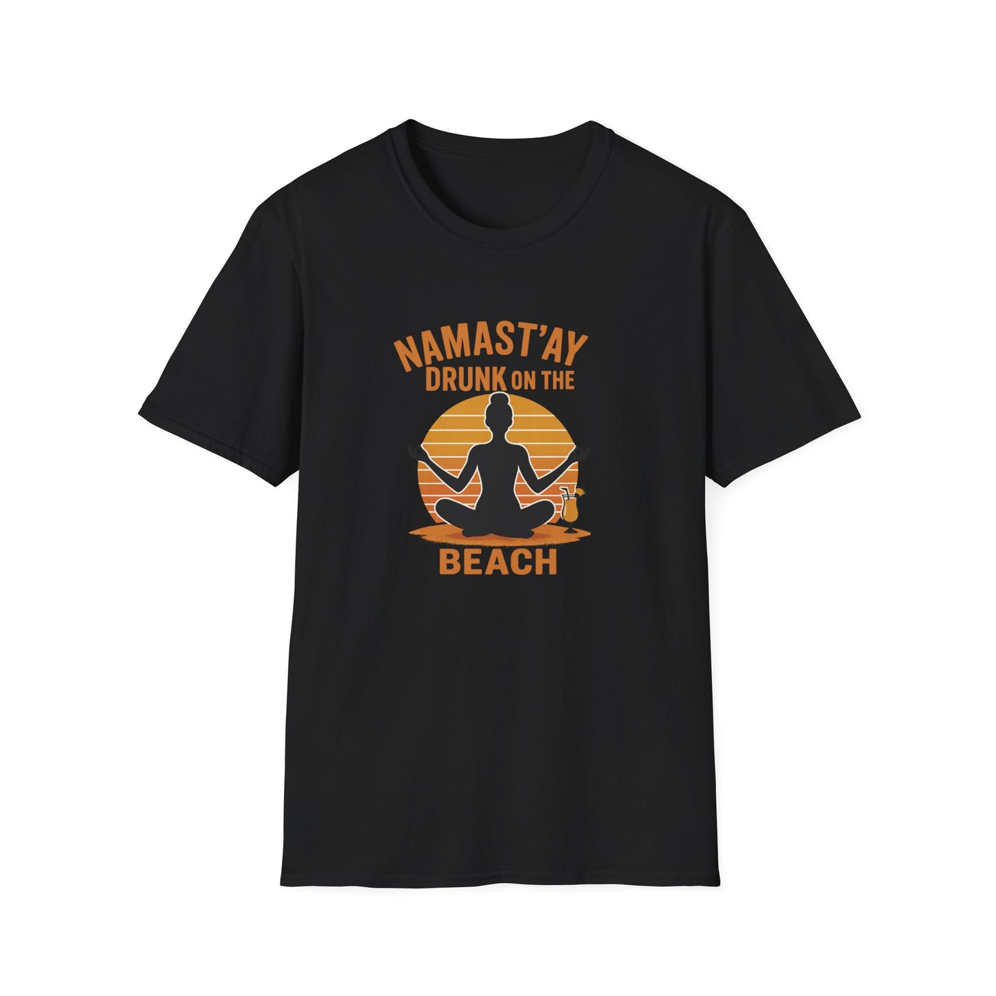"Namast'ay Drunk on the Beach" Comedic Party Tee-Shirt