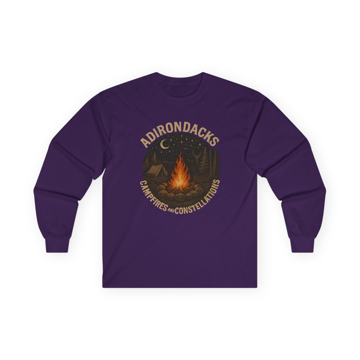 Adirondack Outdoorsman Long Sleeve Tee - "Campfires & Constellations"