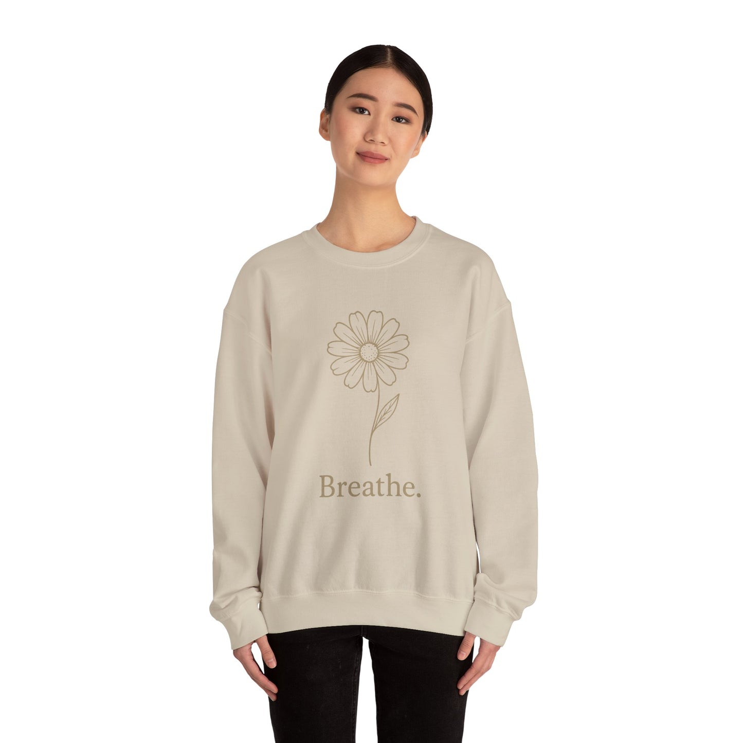 Breathe Floral Relaxed Fit Inspirational Crewneck Sweatshirt