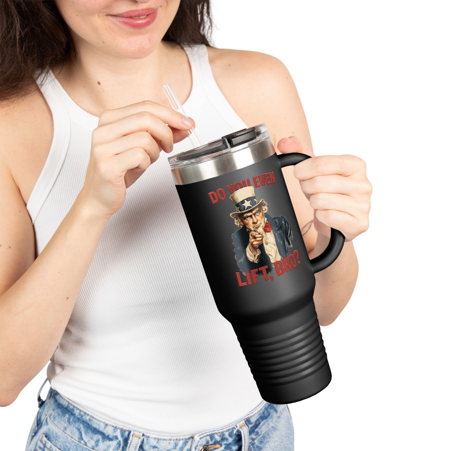 "Do You Even Lift, Bro?" Uncle Sam Travel Mug | 40oz Insulated Tumbler
