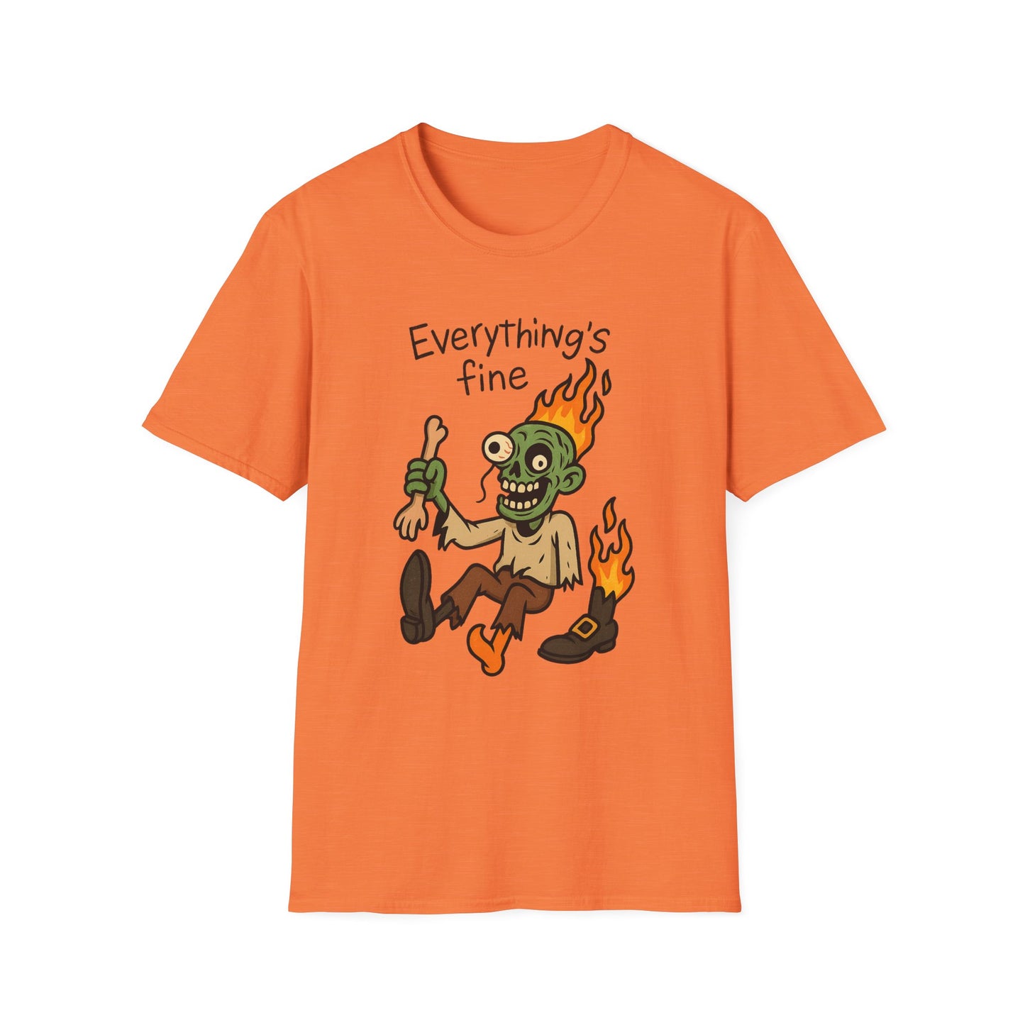 Humorous Halloween Ghoul Graphic Tee Shirt - "Everything's Fine", when it's not