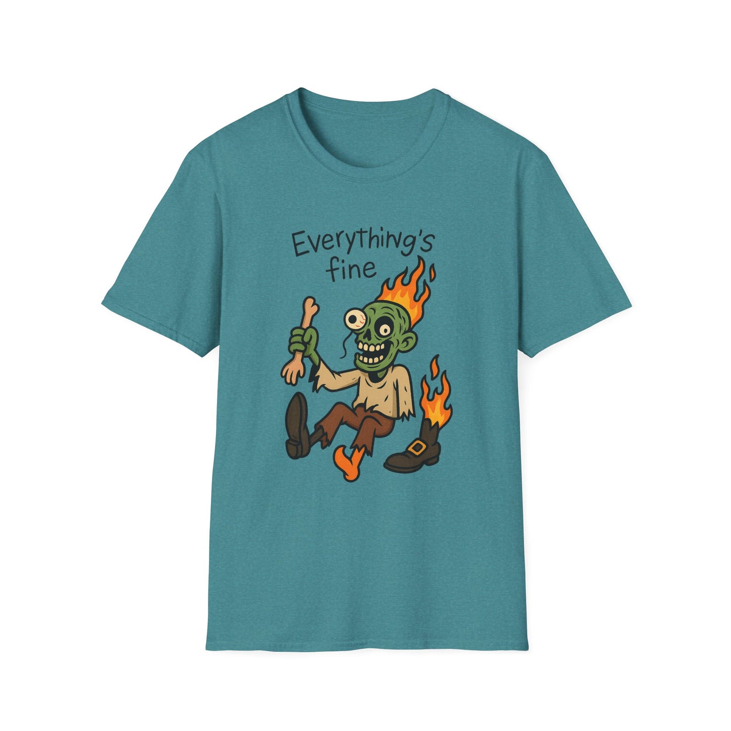 Humorous Halloween Ghoul Graphic Tee Shirt - "Everything's Fine", when it's not