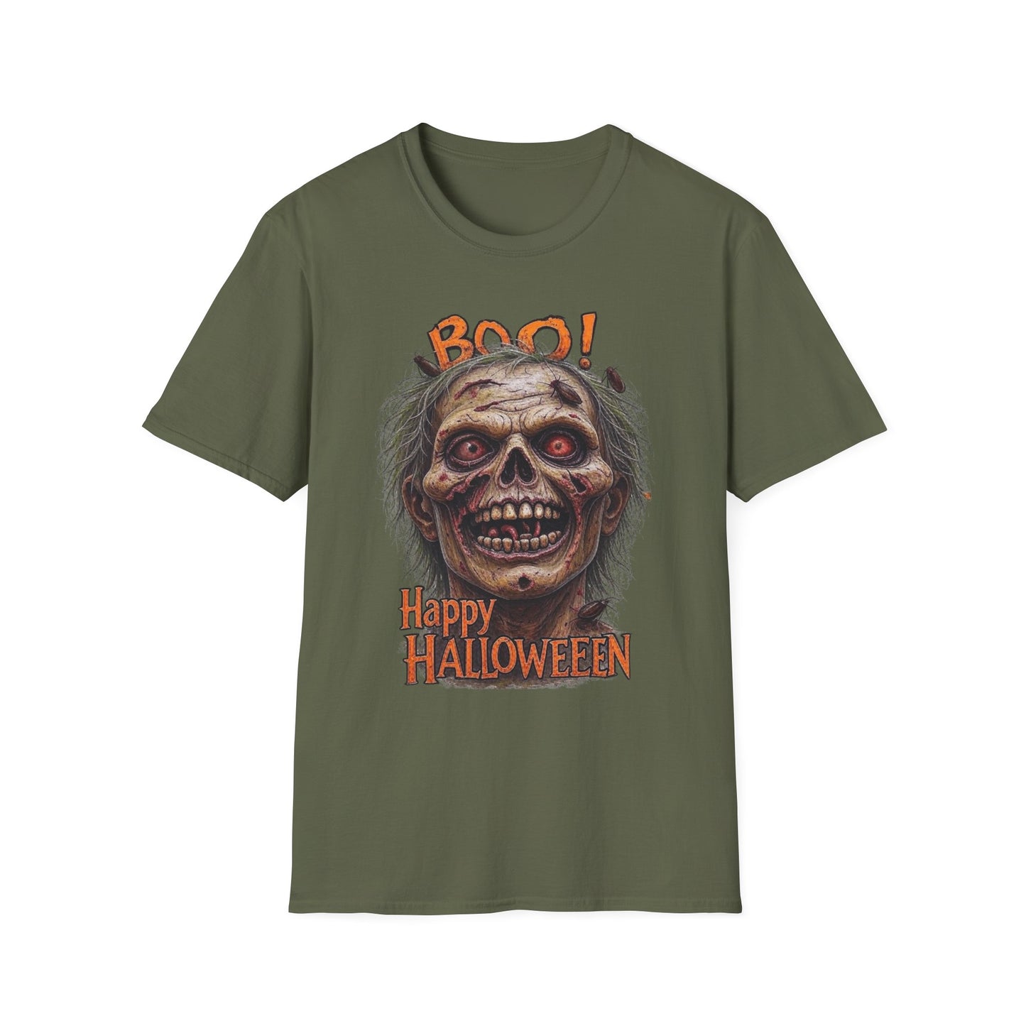 Halloween Desiccated Zombie Skull Graphic Tee-Shirt