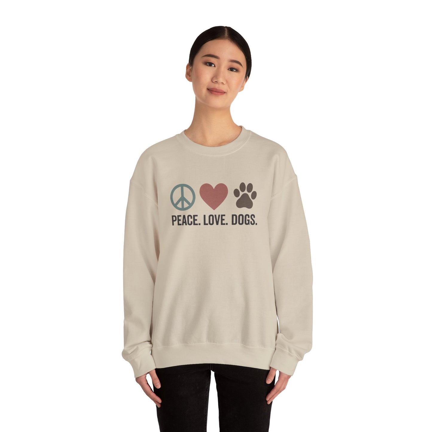 "Peace Love Dogs" Cozy Pet Lover's Crewneck Sweatshirt