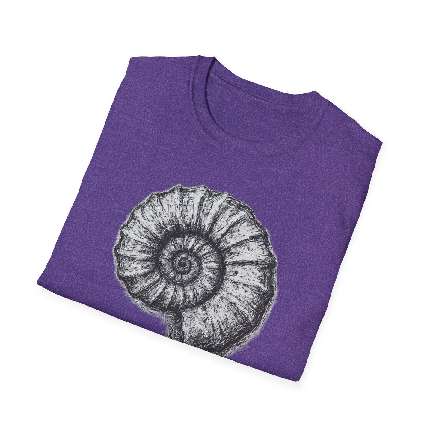 Ammonite Fossil-Inspired Graphic Tee-Shirt