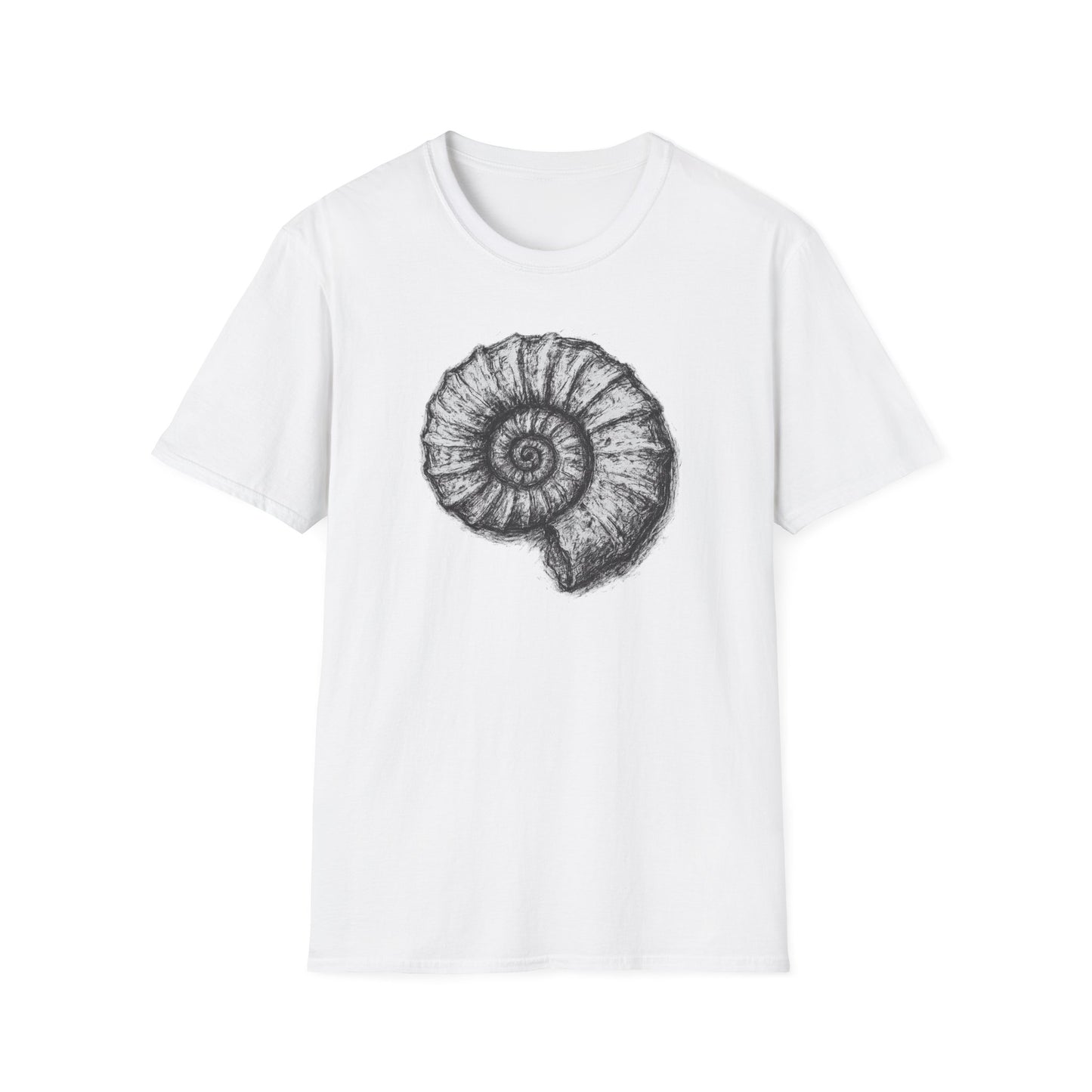 Ammonite Fossil-Inspired Graphic Tee-Shirt