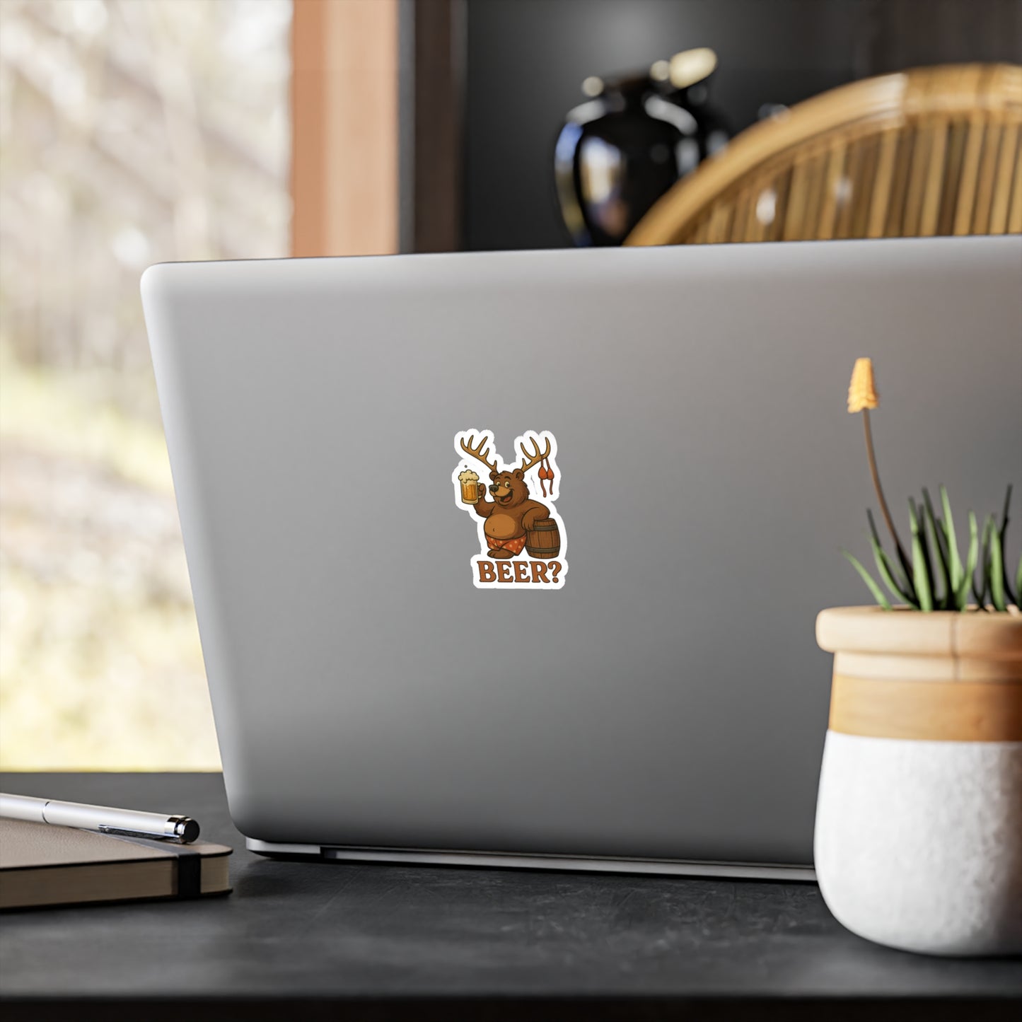 Beer Bear Vinyl Stickers, Fun Laptop Decals, Rustic Home Decor, Unique Party Favors, Hilarious Gift Ideas, Outdoor Adventure Essentials, Bear, Deer, Beer?