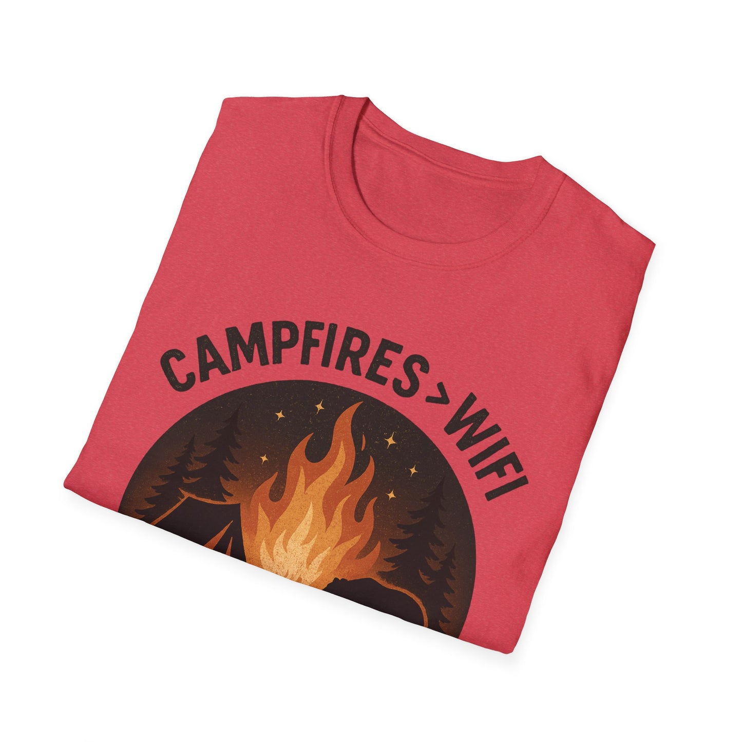 Campfire Over Wifi Vibes Graphic Tee-Shirt