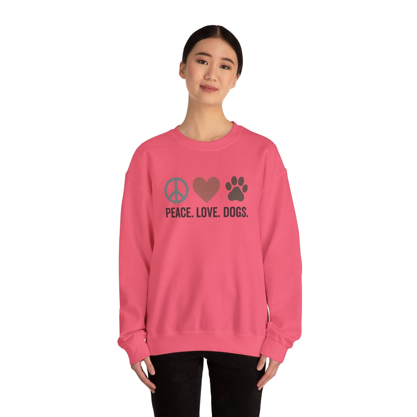 "Peace Love Dogs" Cozy Pet Lover's Crewneck Sweatshirt