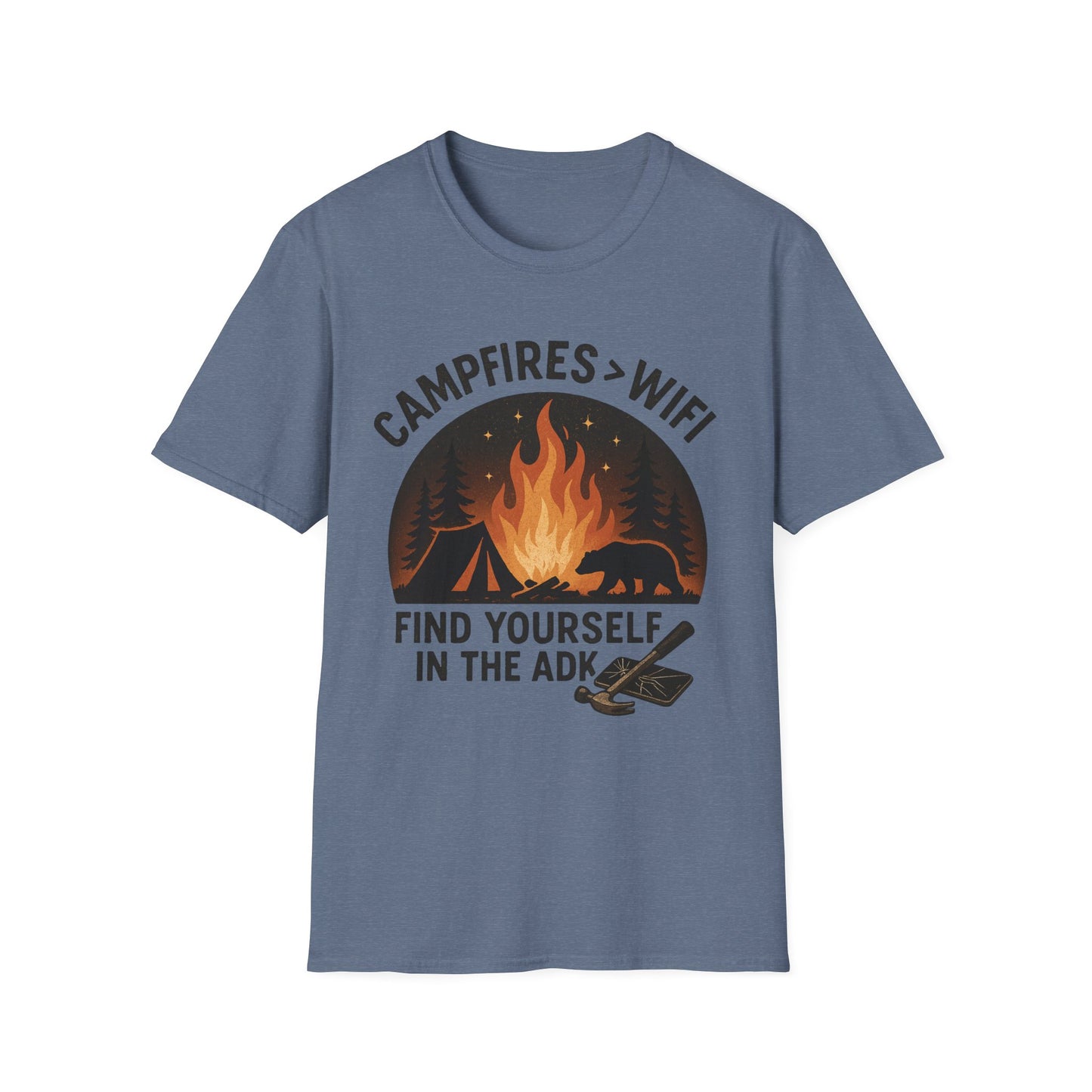 Campfire Over Wifi Vibes Graphic Tee-Shirt