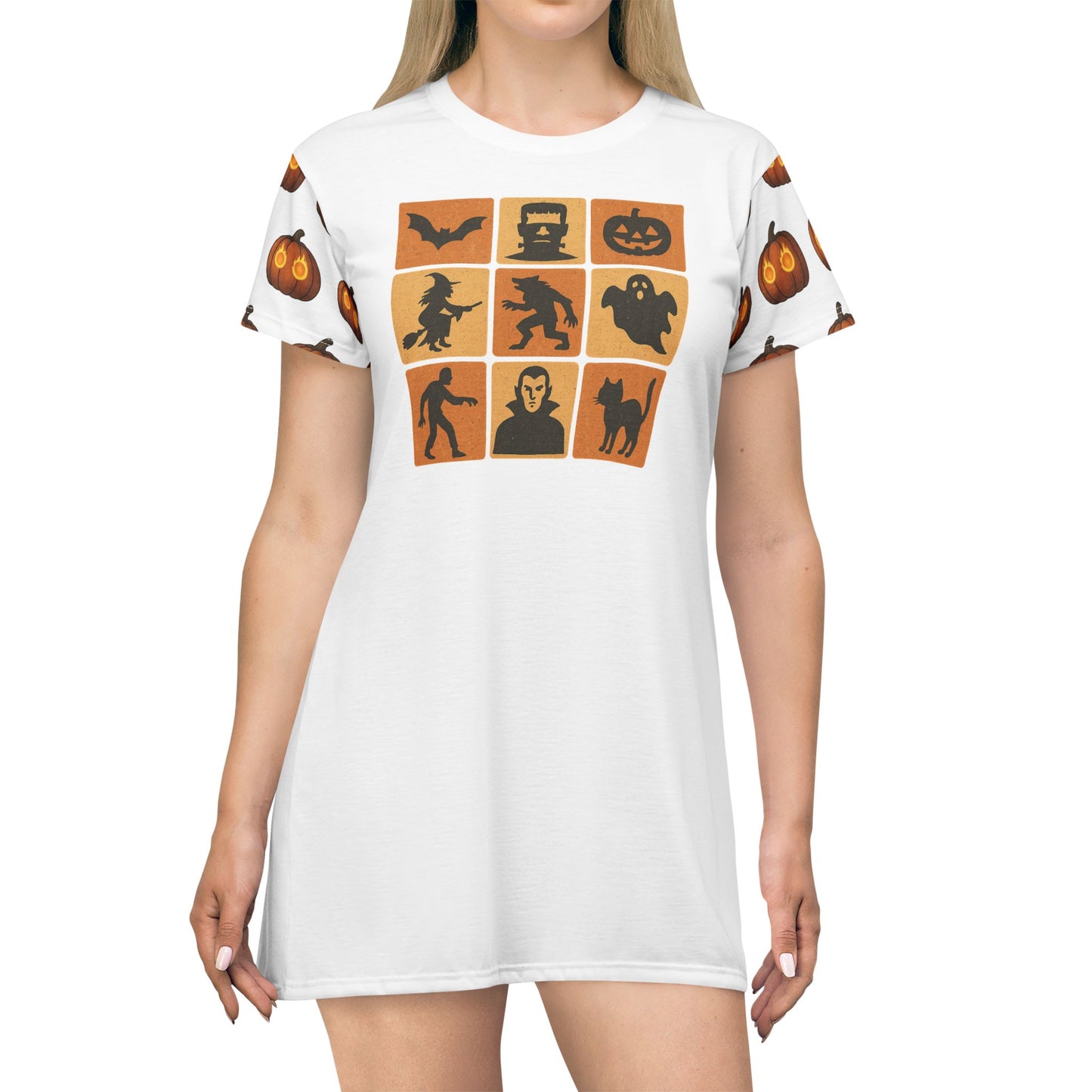 Halloween Graphic Print Tee-Shirt Bed Dress