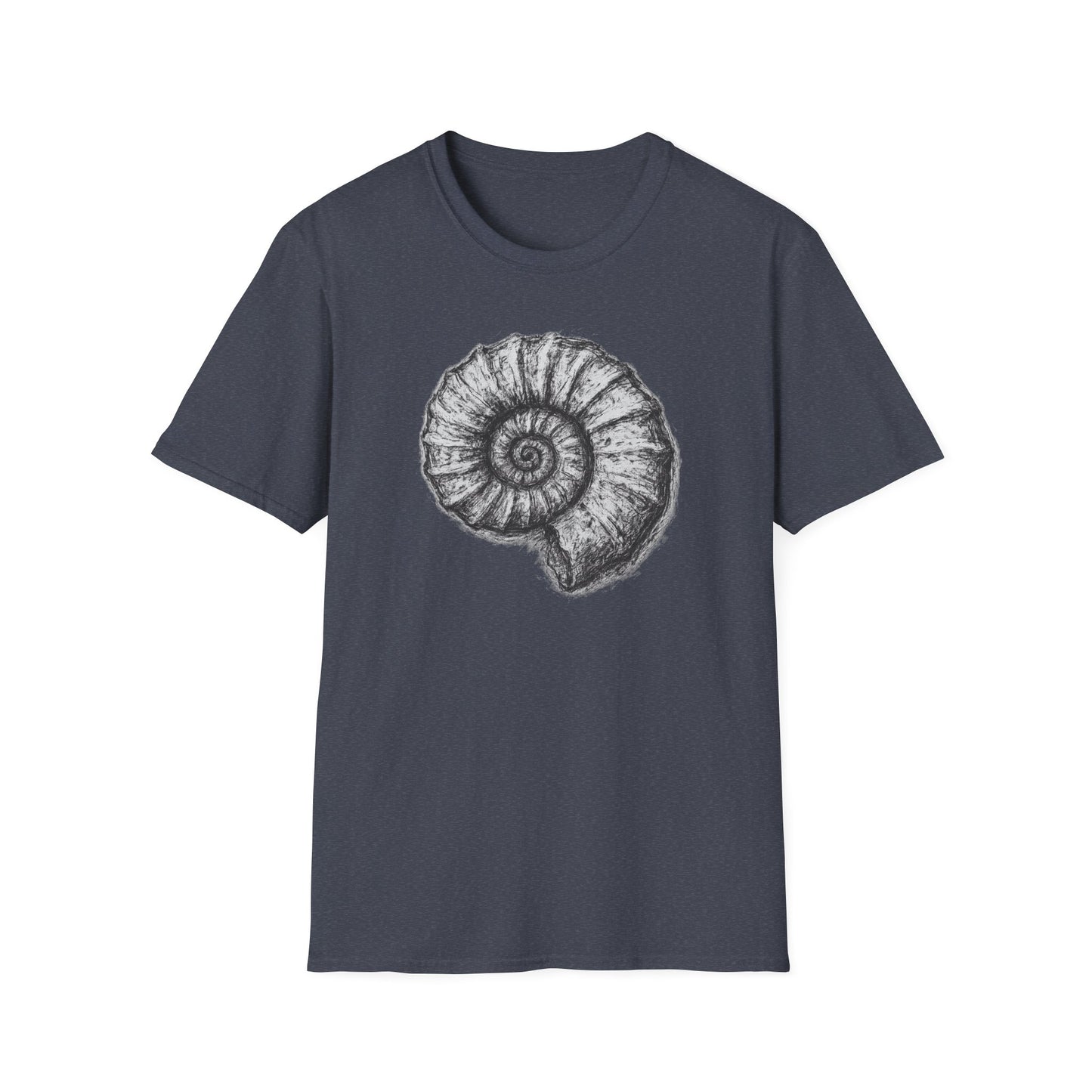 Ammonite Fossil-Inspired Graphic Tee-Shirt