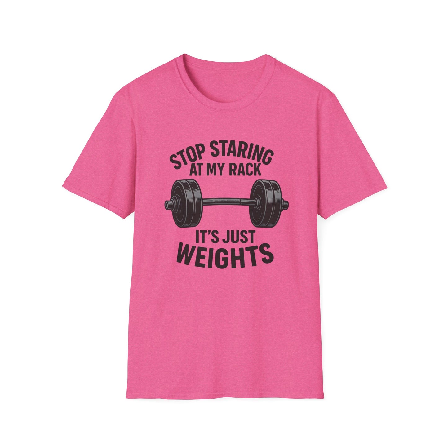 Grit Forge Athletics - "Stop Staring at My Rack" Women's Softstyle Tee-Shirt for Gym Lovers
