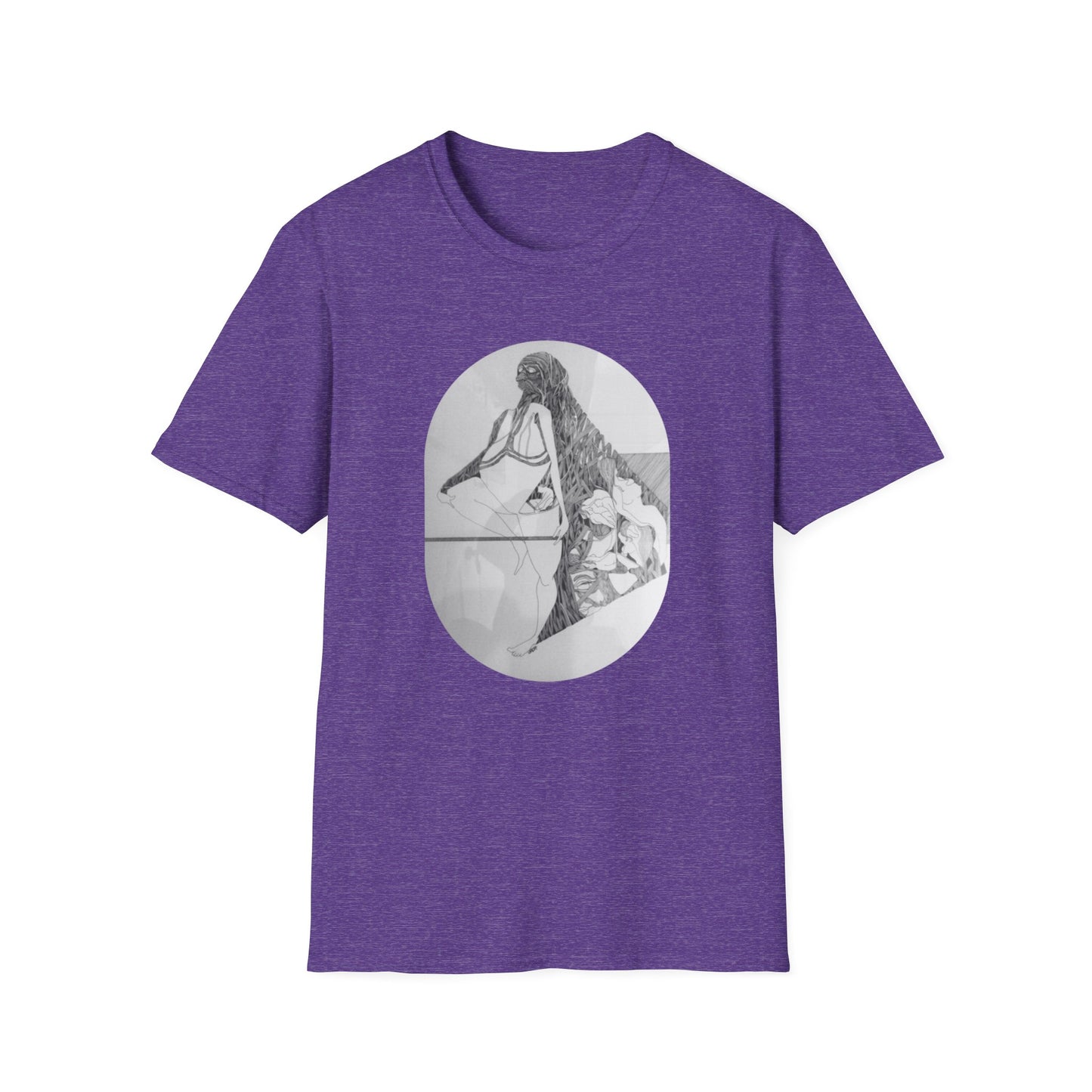 Creative and Whimsical 1960s Pen and Ink Art Tee- "Runes of Regret"