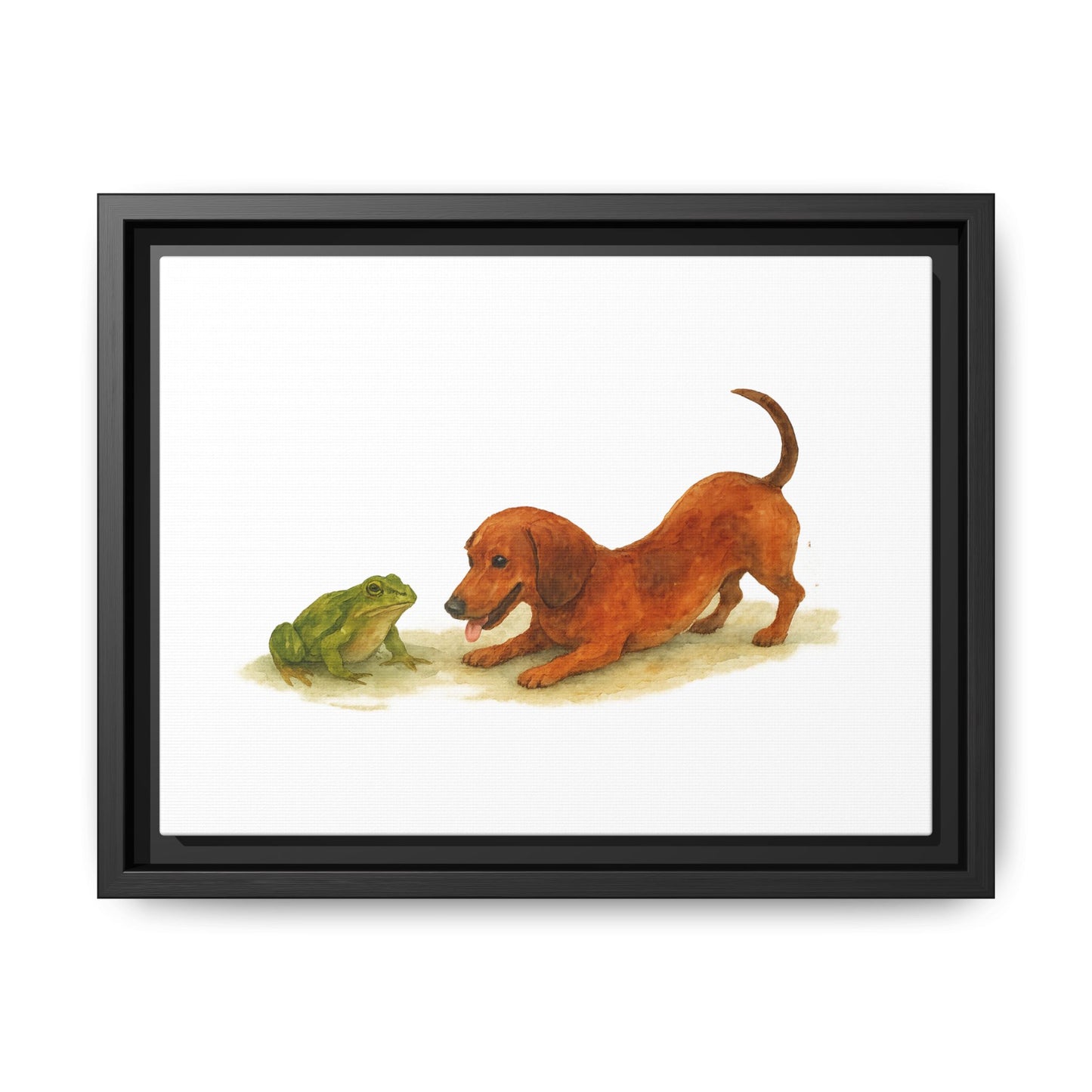Framed Dog & Frog Art Print, Cute Wall Decor, Pet Lover's Gift, Animal Themed Home Art, Children's Room Decoration, Unique Gift Idea
