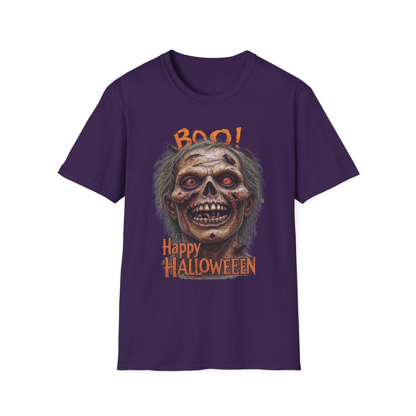 Halloween Desiccated Zombie Skull Graphic Tee-Shirt