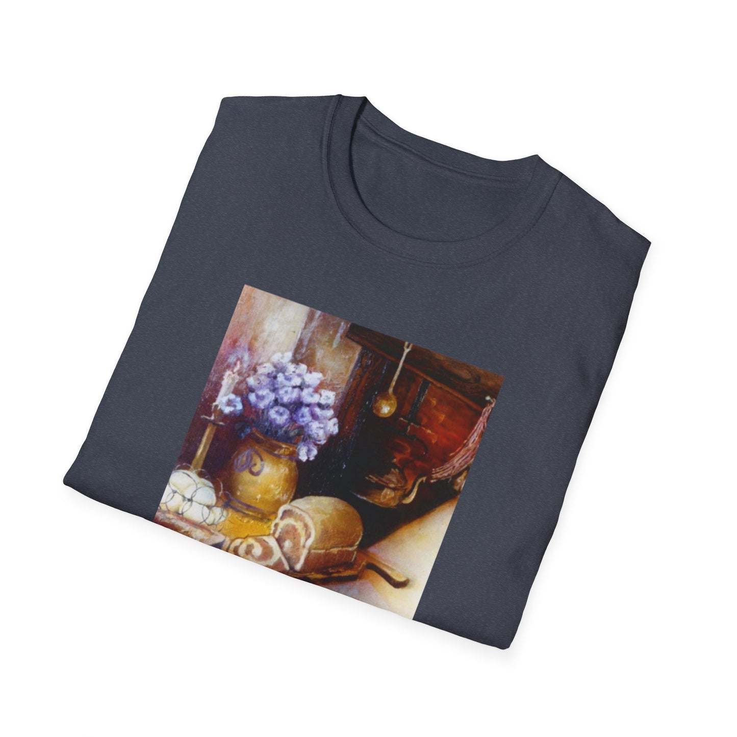 Charming 1960s-Era Original Art Tee Shirt - "Countryside Hearth"