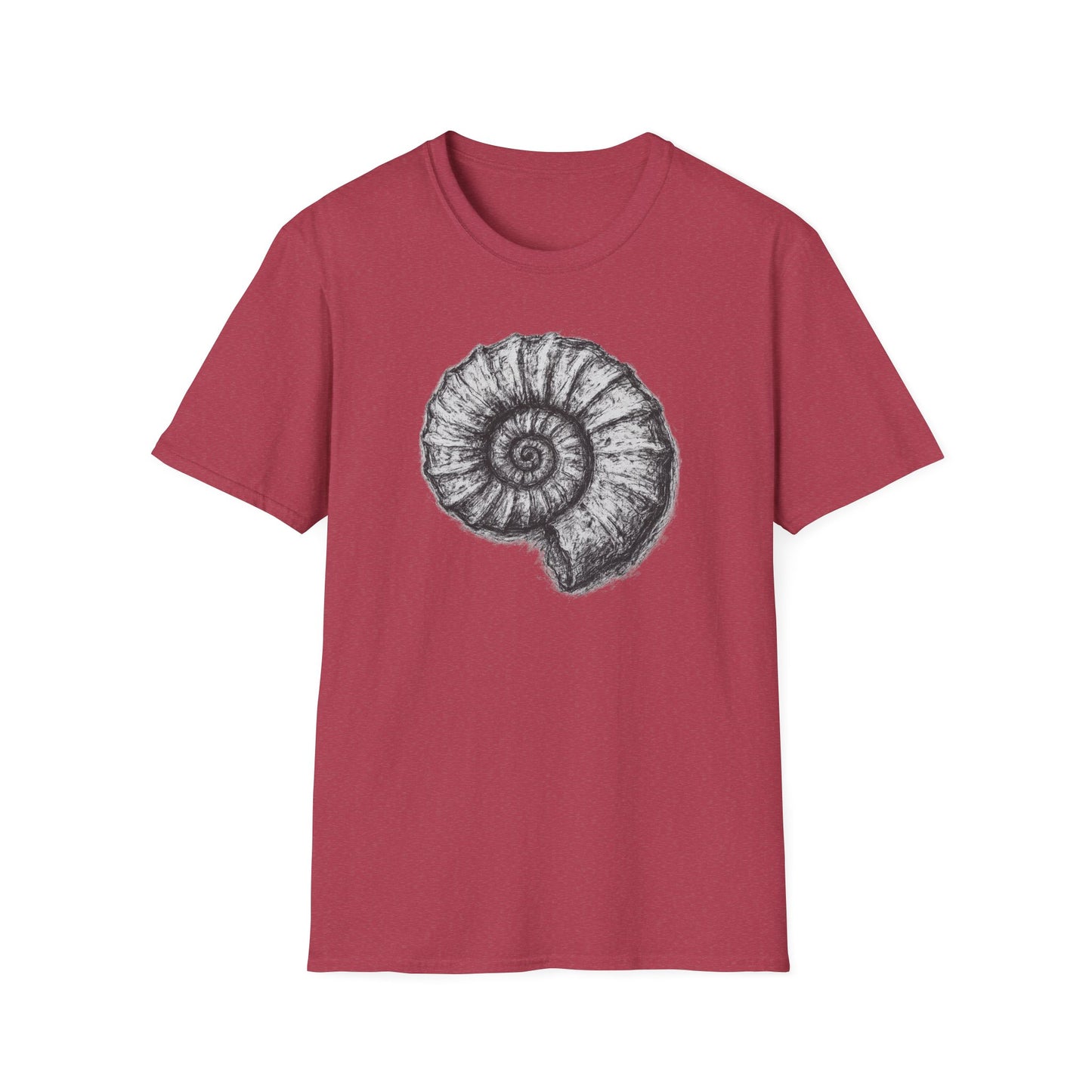 Ammonite Fossil-Inspired Graphic Tee-Shirt