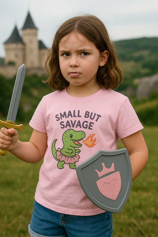 TODDLERS' "Small But Savage", Cute Dinosaur Tee