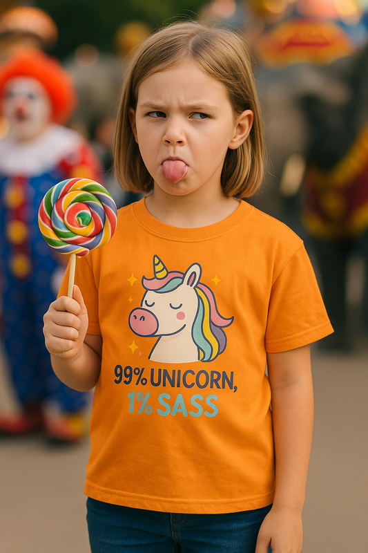 TODDLERS' Tee - "99% Unicorn, 1% Sass", Whimsical Kids Fashion