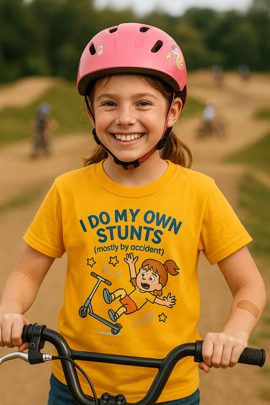KIDS' "I Do My Own Stunts" Whimsical T-Shirt for Girls