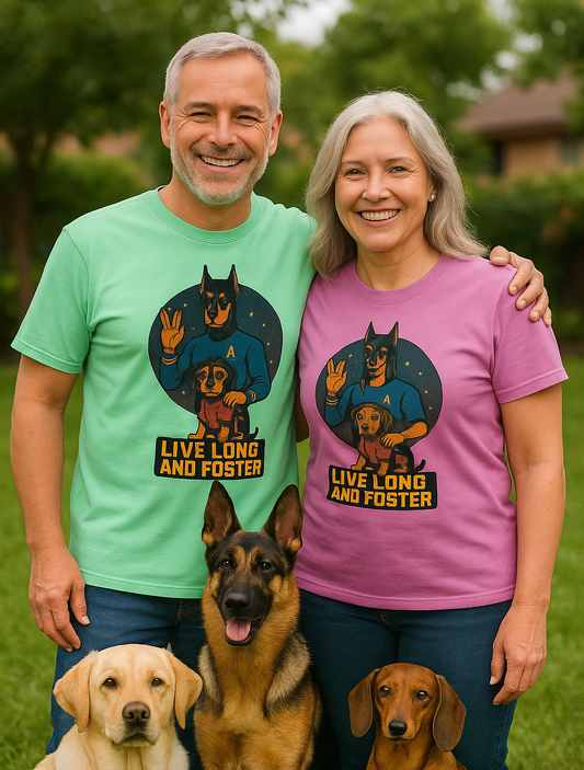 "Live Long and Foster" Dog Lover's Inspirational Tee-Shirt for Him or Her