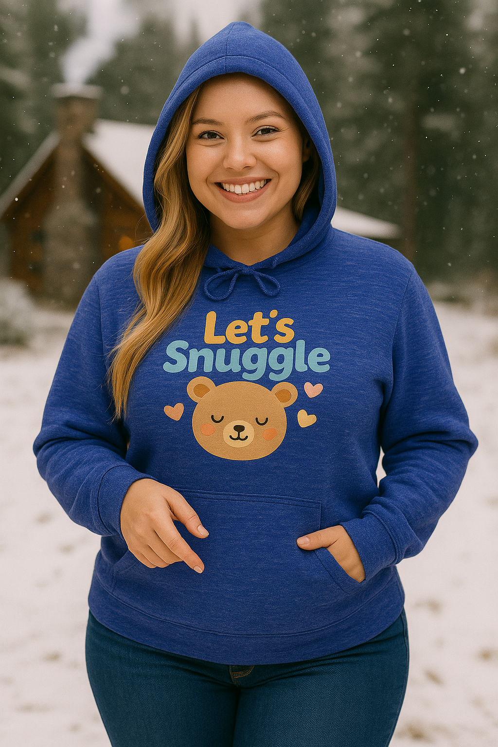 "Let's Snuggle" Hooded Bear Cozy Sweatshirt