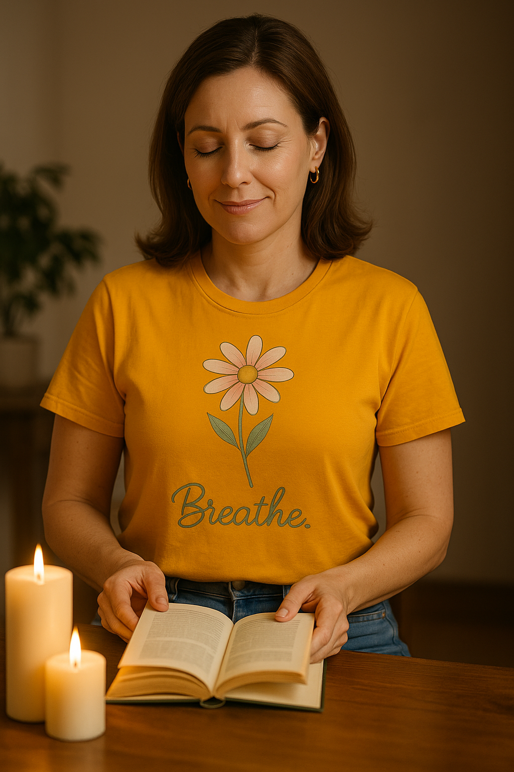 Breathe Floral Relaxed Fit Inspirational Tee-Shirt