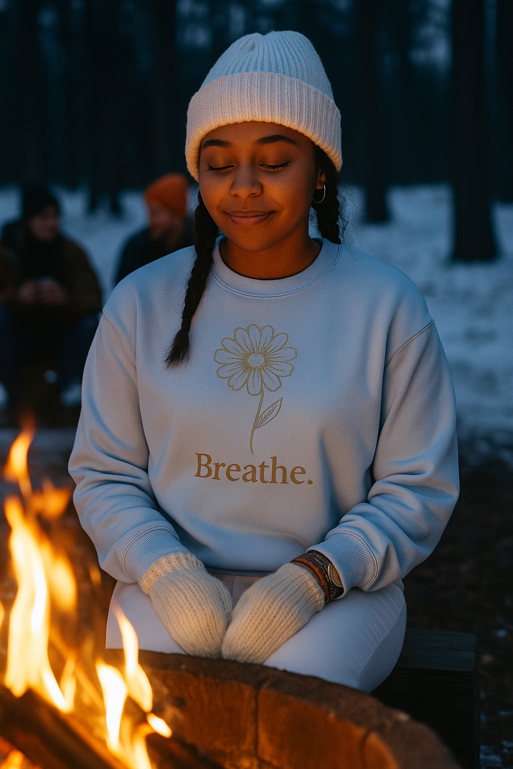 Breathe Floral Relaxed Fit Inspirational Crewneck Sweatshirt