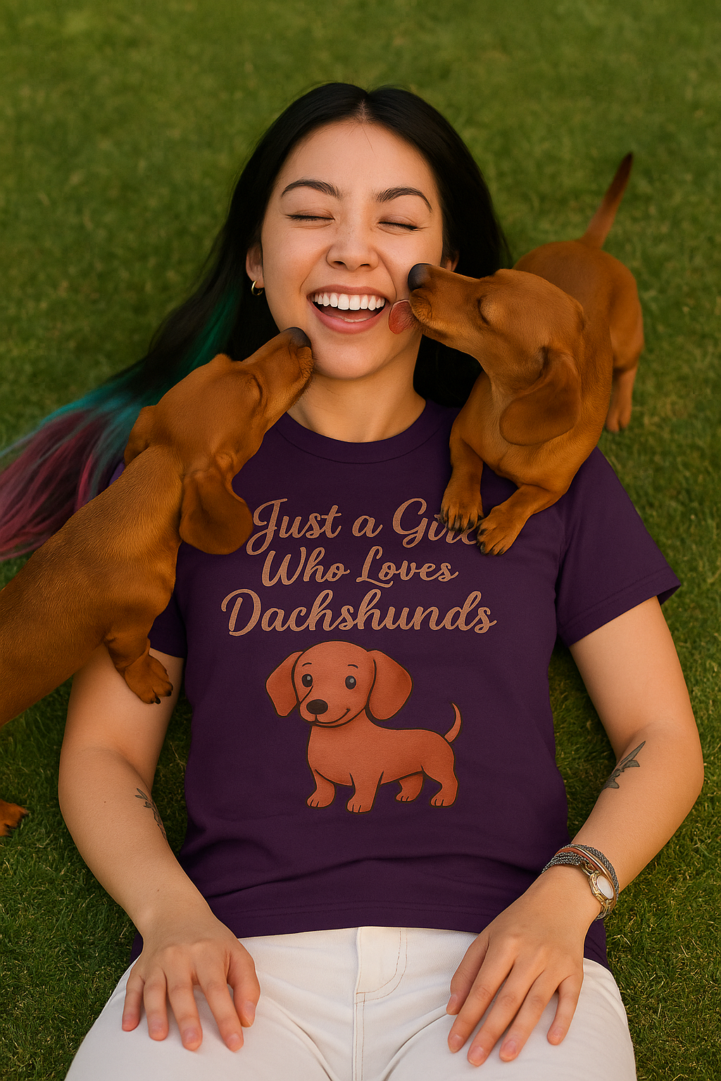 Dachshund Lover Casual Tee-Shirt, "Just a Girl Who Loves Dachshunds"