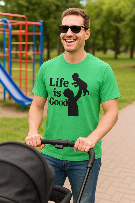 "Life is Good" Men's Softstyle Baby-Rearing Casual Tee-Shirt