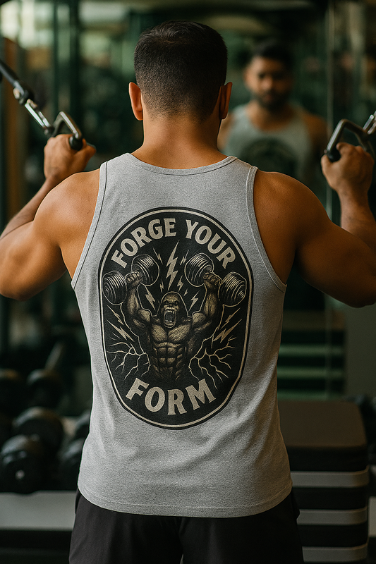 Grit Forge Athletics Tank - "Forge Your Form" Motivational Fitness Tank Top