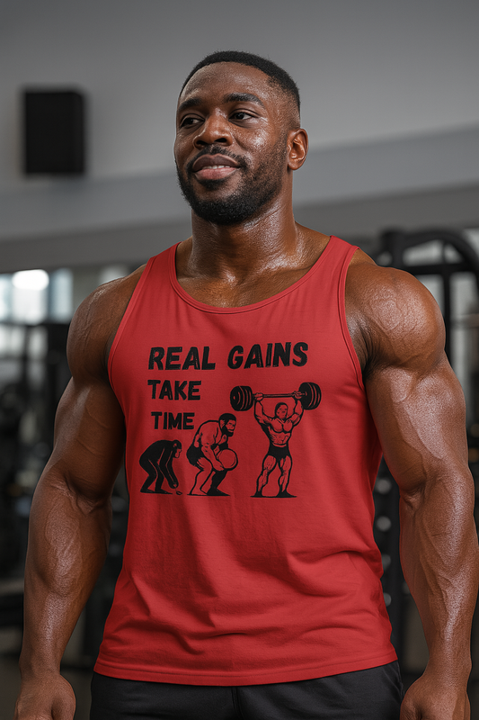 Grit Forge Athletics - "Real Gains Take Time" Weightlifting Tank Top
