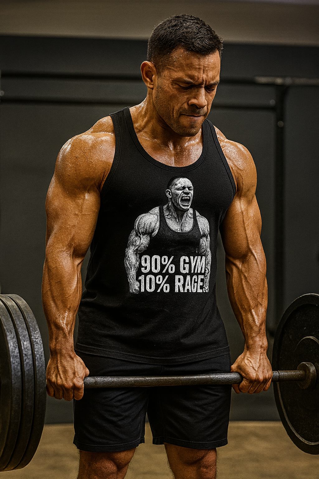 Grit Forge Athletics - "90% Gym, 10% Rage" Men's Bodybuilding Tank Top