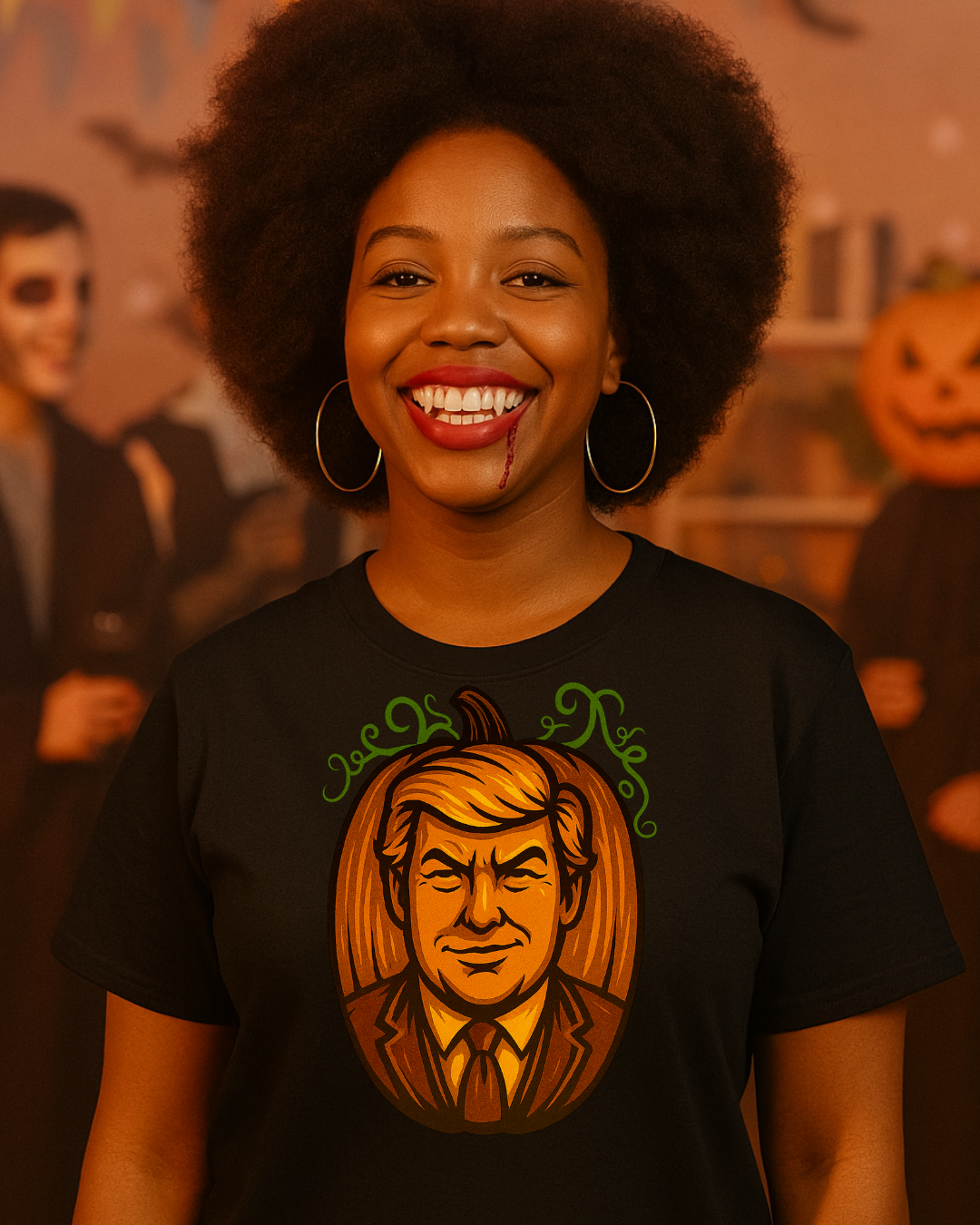 President Pumpkin Head Halloween Graphic Tee-Shirt