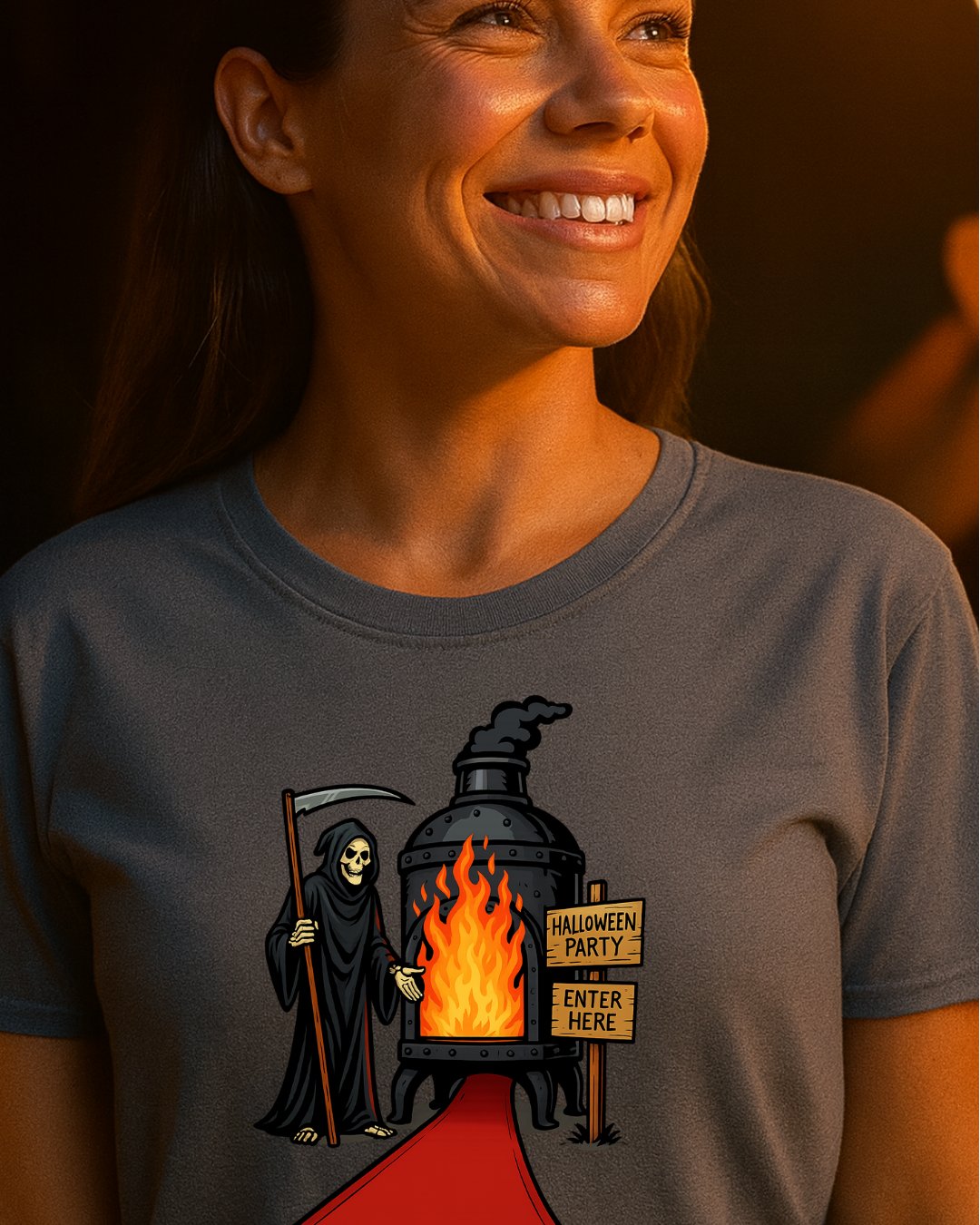 Grim Reaper Halloween Party Comedic Tee-Shirt
