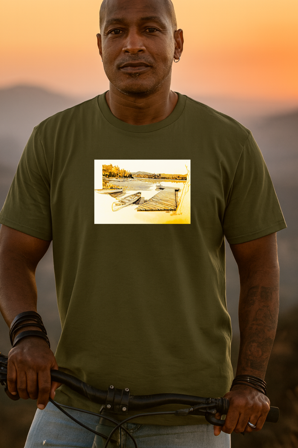 Vintage 1960s Art Tee Shirt - "Adirondack Wooded Fishing Club"