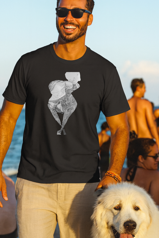 Creative 1960s Pen & Ink Graphic Tee - "Binary"