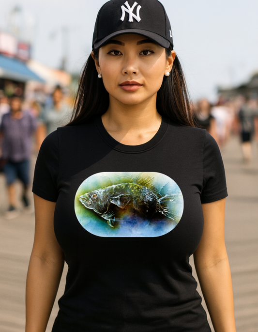 Ocean Impressionistic Fish Authentic Art Tee Shirt - "Nature's Wrath"