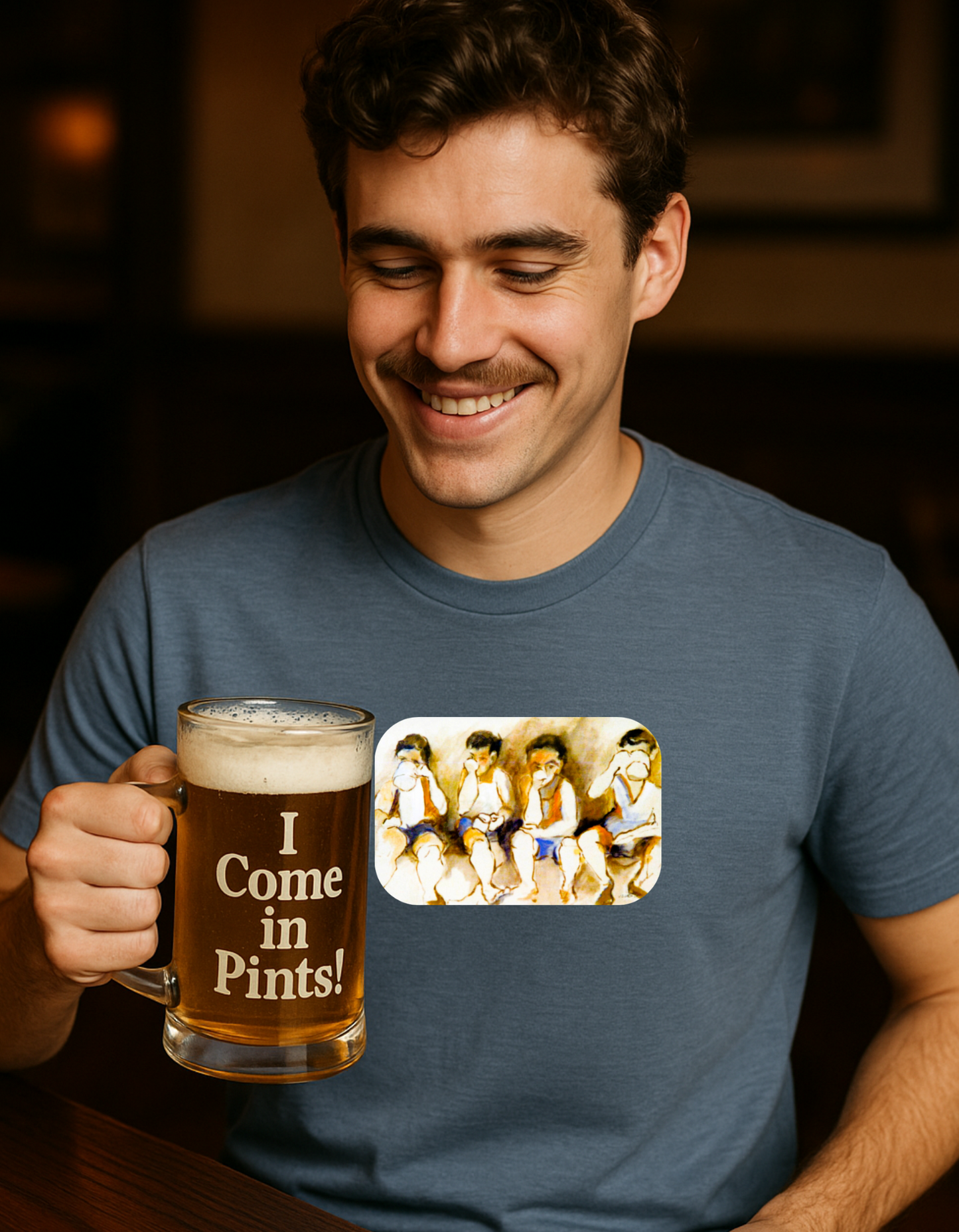 Vintage 1960s Authentic Art Tee-Shirt - "Brewers' Yeast and Merriment"