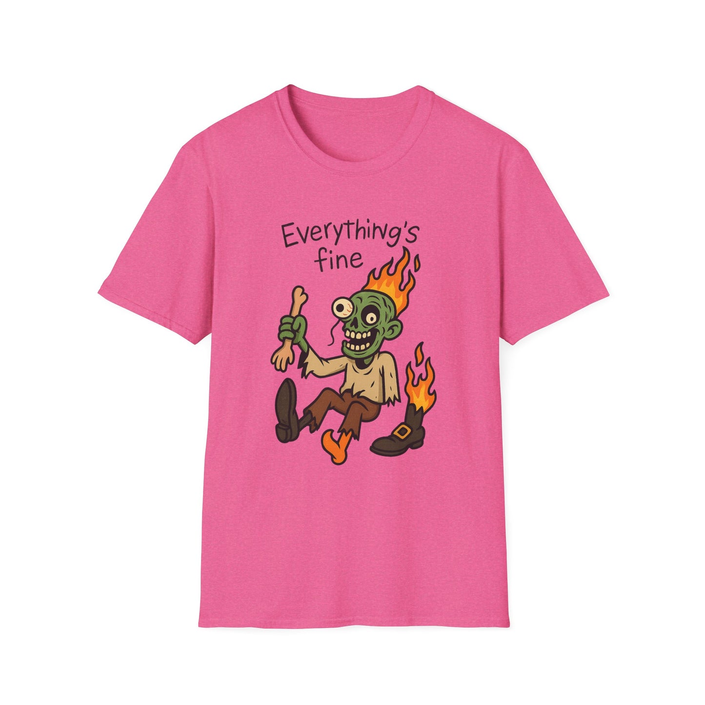 Humorous Halloween Ghoul Graphic Tee Shirt - "Everything's Fine", when it's not