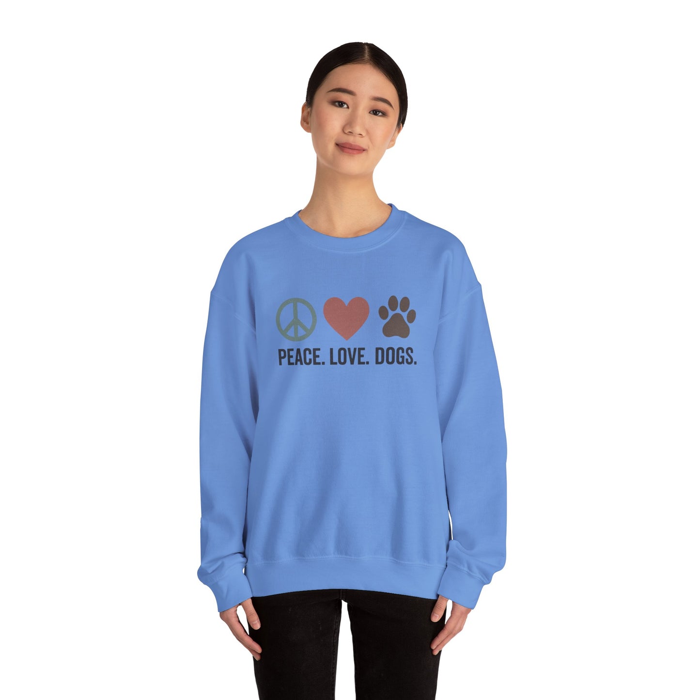 "Peace Love Dogs" Cozy Pet Lover's Crewneck Sweatshirt