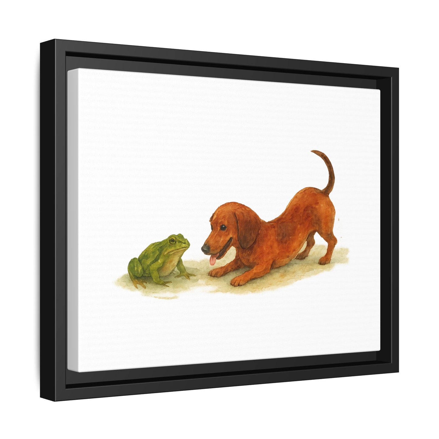 Framed Dog & Frog Art Print, Cute Wall Decor, Pet Lover's Gift, Animal Themed Home Art, Children's Room Decoration, Unique Gift Idea