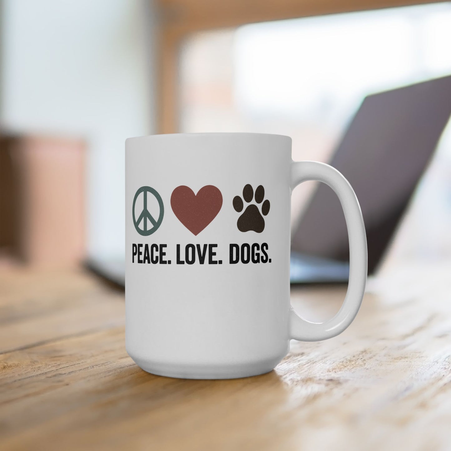 Peace, Love, Dogs Ceramic Mug – Perfect Gift for Dog Lovers, Animal Lovers, Pet Owners, Coffee Enthusiasts, Cozy Mornings