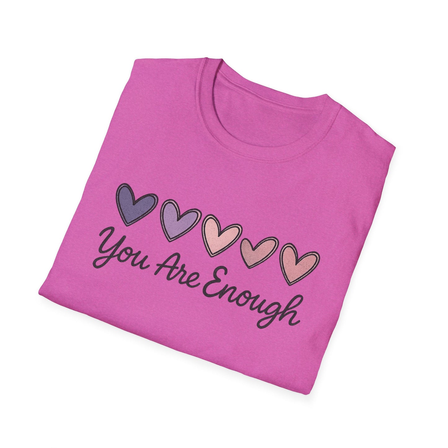 "You Are Enough" Hearts Graphic Women's Softstyle T-Shirt