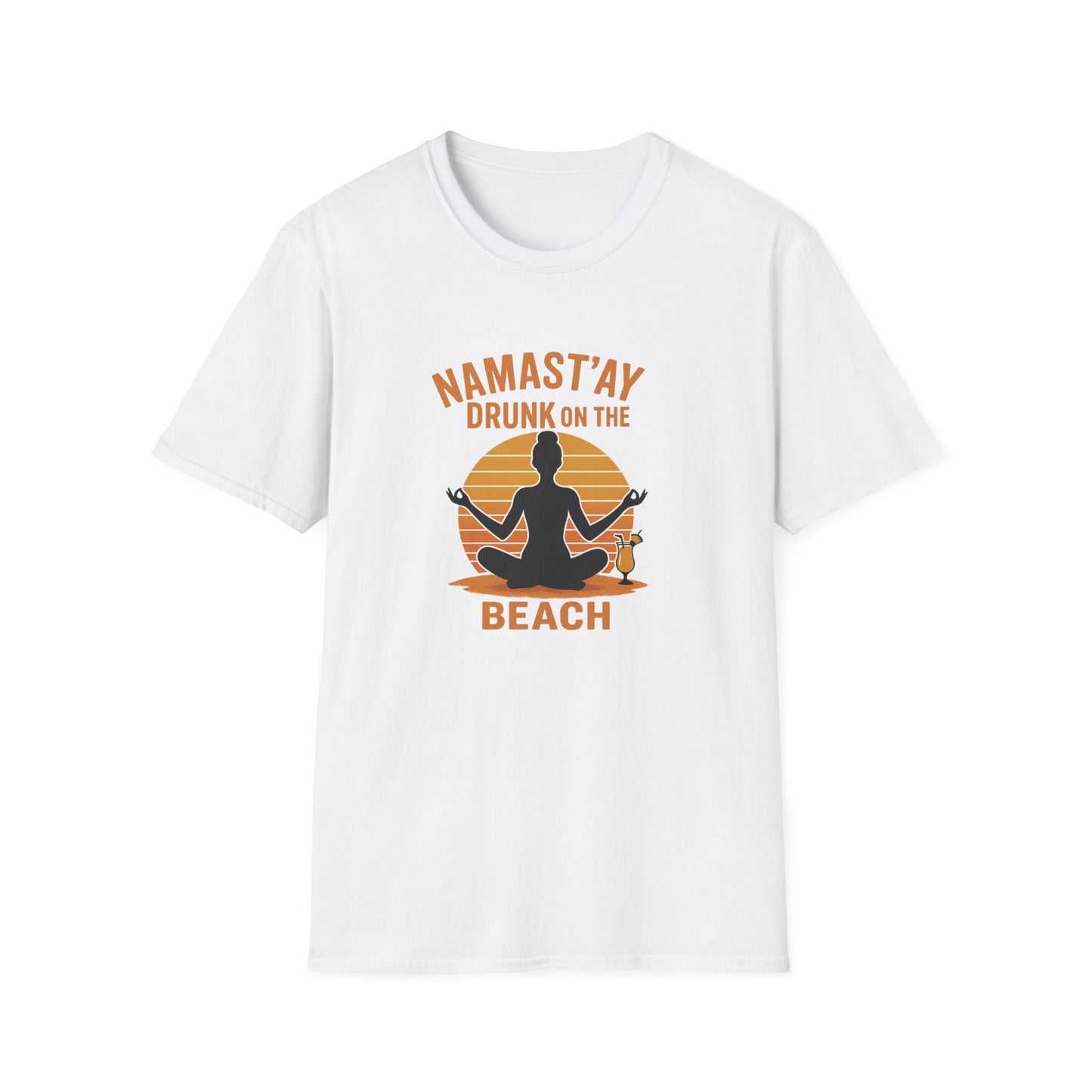"Namast'ay Drunk on the Beach" Comedic Party Tee-Shirt